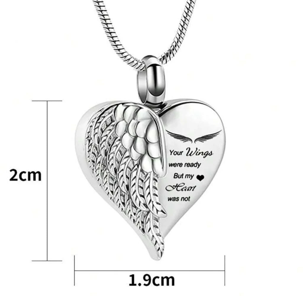 Personalized Angel Wings Heart Photo Necklace