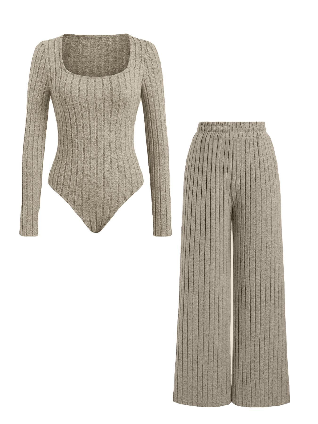 VraCele™ Ribbed Knit Top and Wide-Leg Pants Set