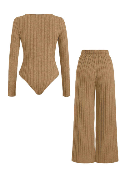 VraCele™ Ribbed Knit Top and Wide-Leg Pants Set