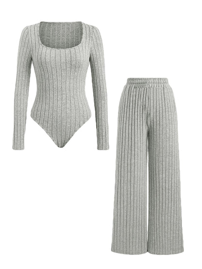 VraCele™ Ribbed Knit Top and Wide-Leg Pants Set
