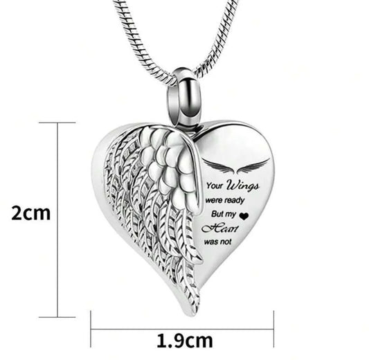 Personalized Angel Wings Heart Photo Necklace